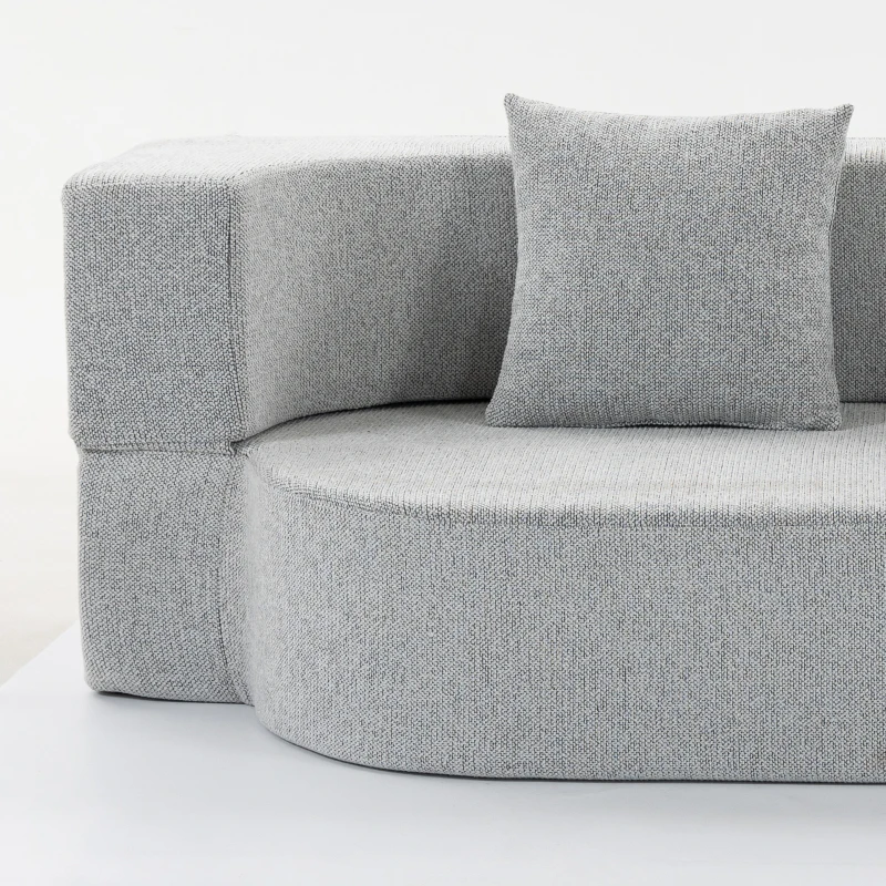 HOMCOM 2 en 1 Sofá Cama 2 Plazas con 2 Cojines Desenfundables Reposabrazos Asiento Acolchado en Chenilla Gris Claro