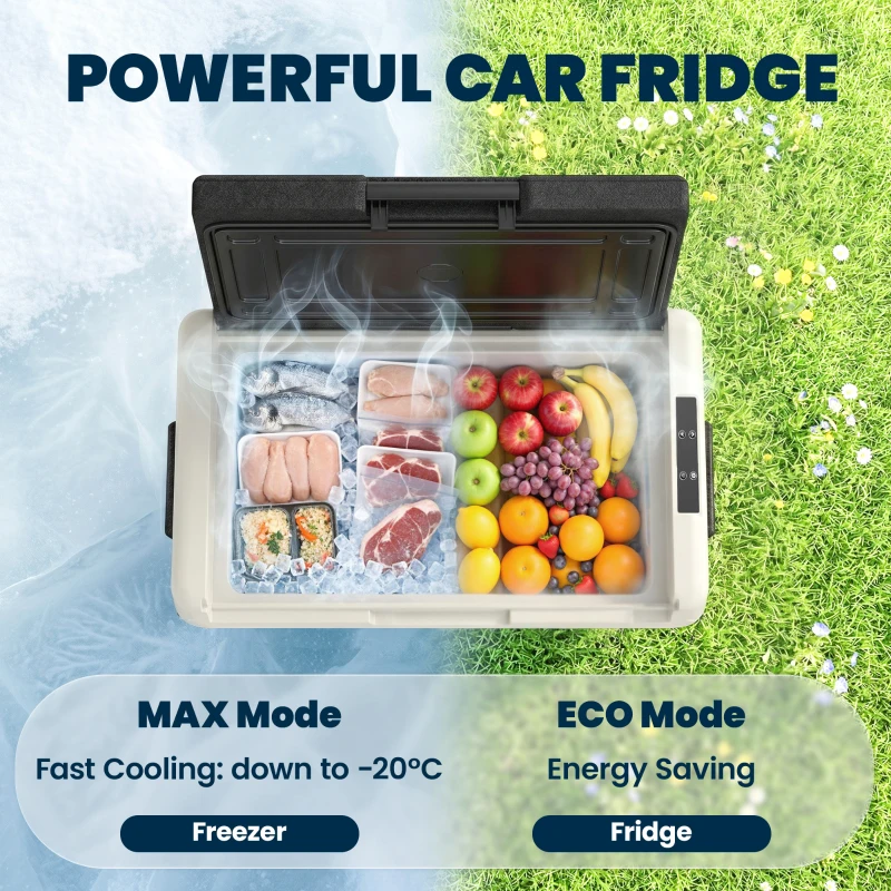 Outsunny 40L Portable Car Refrigerator - Grey and Black