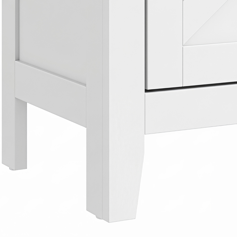 HOMCOM Meuble de salle de bain, meuble de rangement étroit avec 4 portes de grange et étagères réglables, blanc
