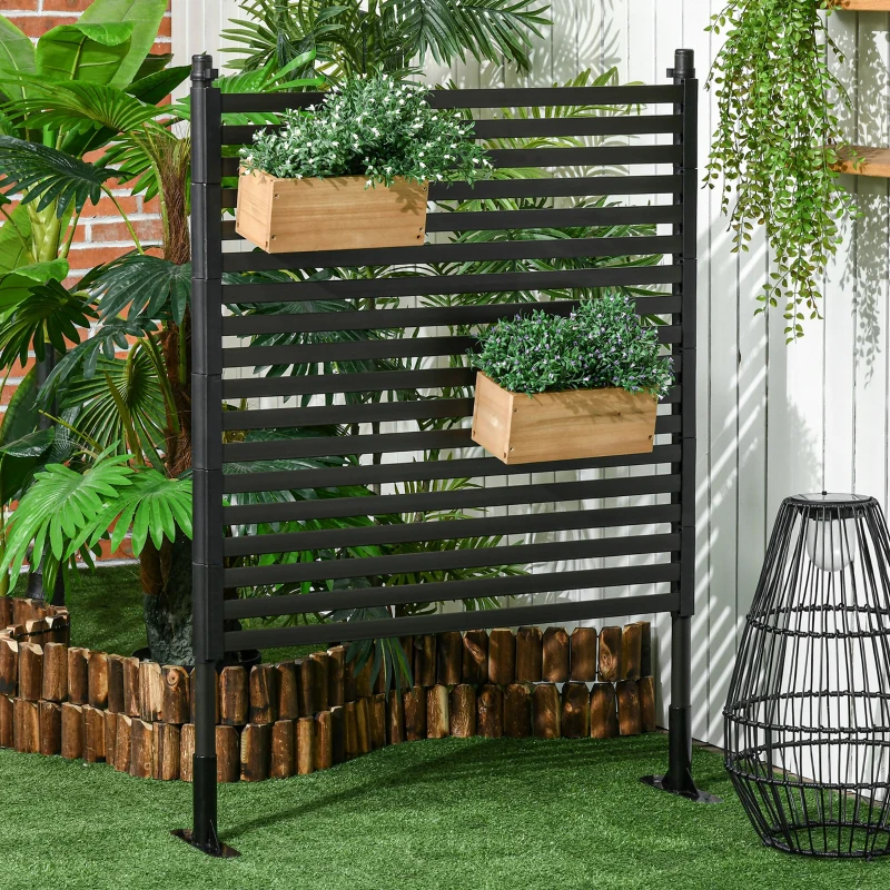 Outsunny Valla de Jardín de Acero con Revestimiento de PE 2 Modos de Instalación 93x22x124 cm Marrón