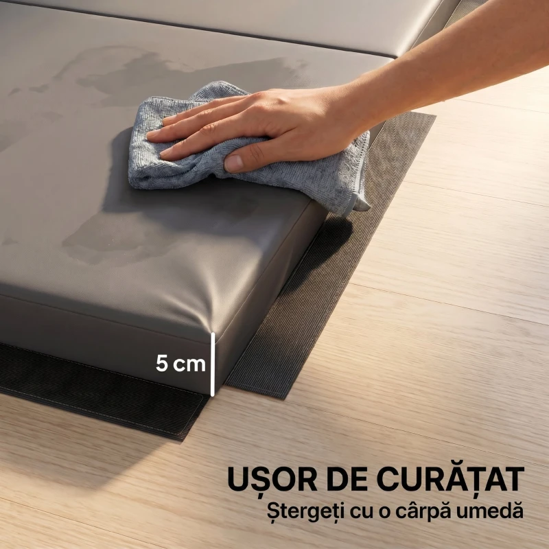 HOMCOM Saltea de Gimnastică Pliabilă, Saltea Fitness Groasă de 5 cm și Antiderapantă, 180x80x5 cm, Gri