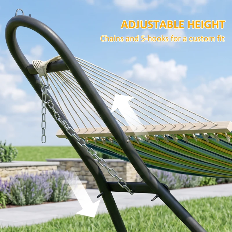 Outsunny 9ft Hammock Stand Adjustable Hammock Frame with Non-Slip Feet for Indoor Outdoor, 150 kg Capacity, Black
