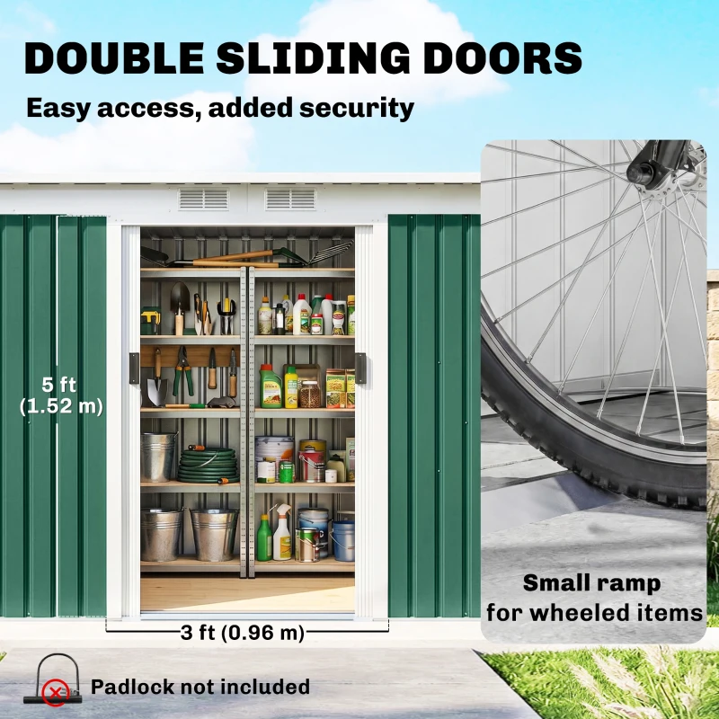 Outsunny 4ft x 9ft Steel Garden Tool Shed(m-5)