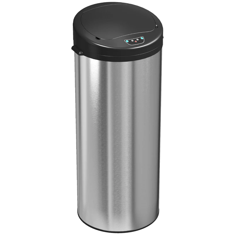 HOMCOM Sensor prullenbak 55 L contactloze afvalbak met soft-close deksel van RVS voor keuken en sportschool