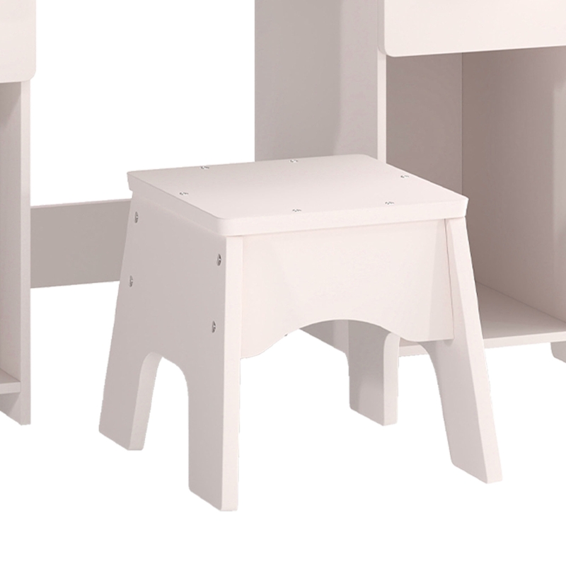 AIYAPLAY Coiffeuse pour Enfants avec Tabouret et Miroir à Trois Volets en Acrylique, 2 Tiroirs et 2 Placards, Rose