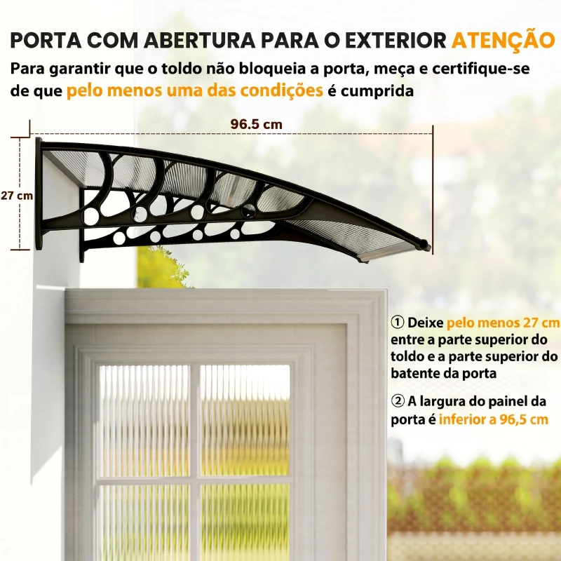 Outsunny Marquise para Portas e Janelas 103x96,5 cm com Painéis de Policarbonato e Régua de Alumínio, Transparente
