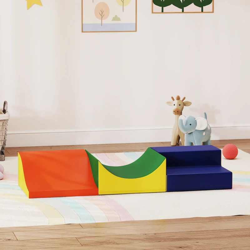 AIYAPLAY 3-teiliges Kletter- und Krabbelset für Kleinkinder, Kunstleder, Schaumstoff, Gelb