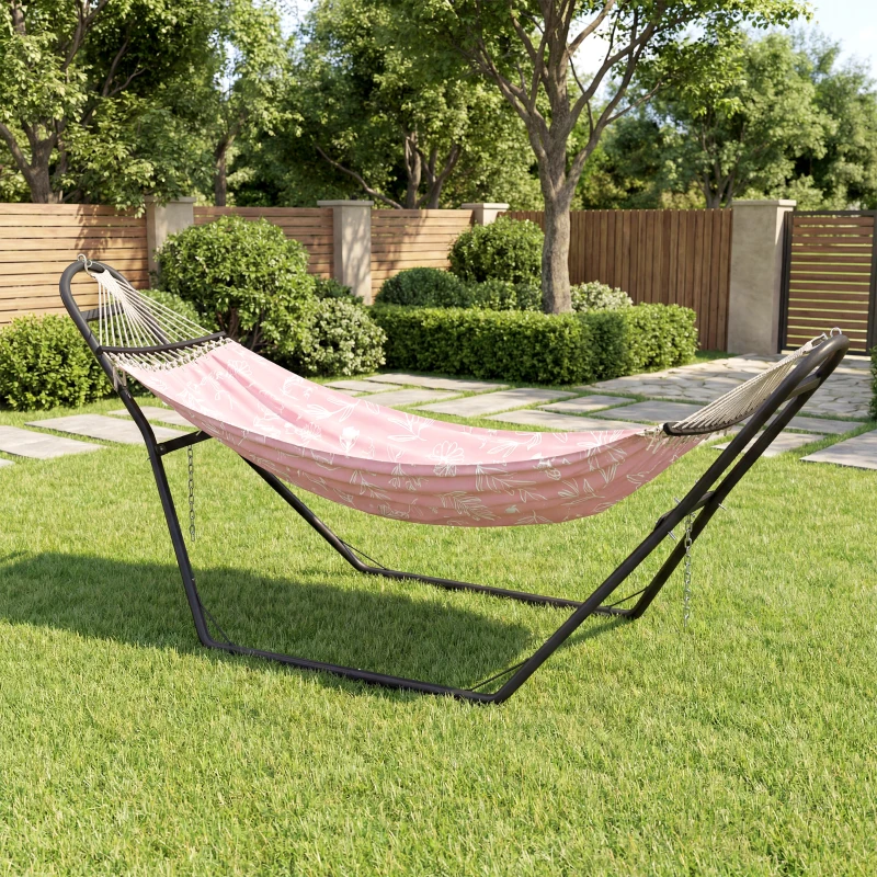 Outsunny Supporto per Amaca Regolabile e Antiscivolo con Ganci a S, in Acciaio, 278x97x112 cm Nero