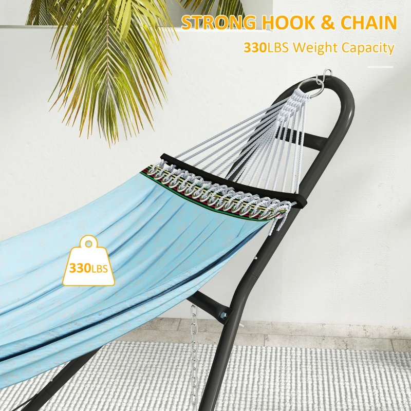 Outsunny 9ft Hammock Stand Adjustable Hammock Frame with Non-Slip Feet for Indoor Outdoor, 150 kg Capacity, Black
