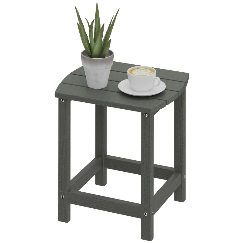 Outsunny Outdoor Side Table, Garden Coffee Table, All-Weather Adirondack Side Table for Garden, Beach, Indoor Outdoor, Grey