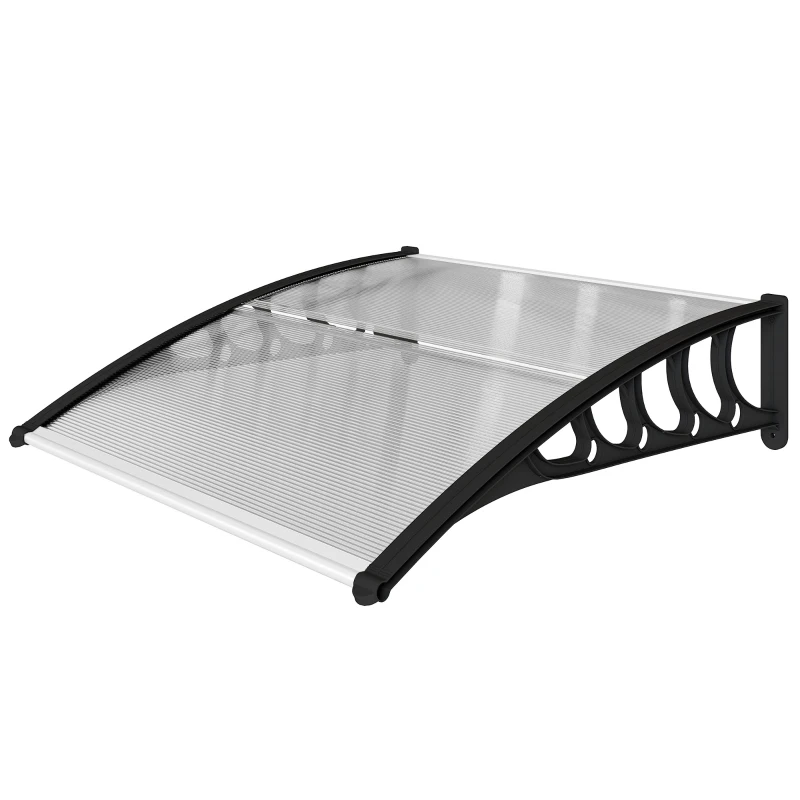 Outsunny Marquise para Portas e Janelas 103x96,5 cm com Painéis de Policarbonato e Régua de Alumínio, Transparente