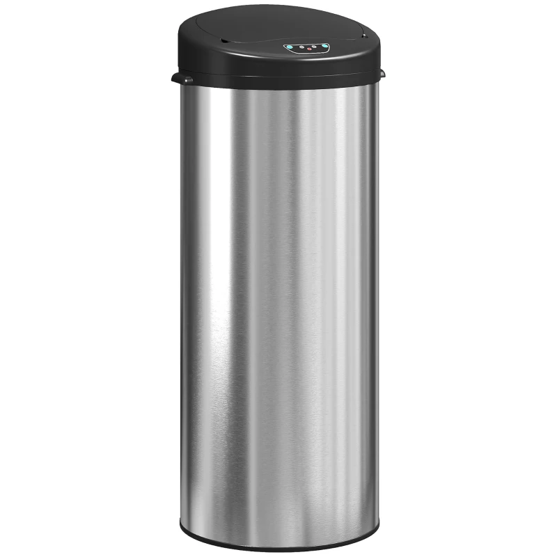 HOMCOM Sensor prullenbak 55 L contactloze afvalbak met soft-close deksel van RVS voor keuken en sportschool
