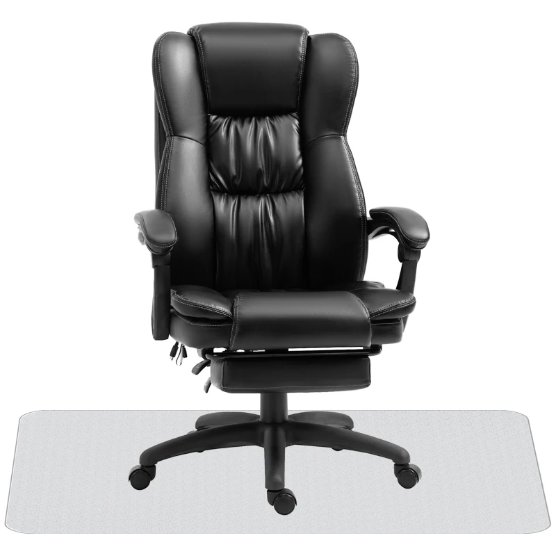 Vinsetto Conjunto 1 Silla de Masaje Reclinable 68,5x68,5x113-121 cm y 1 Alfombra Protectora de Suelo 90x120 cm Negro Transparente