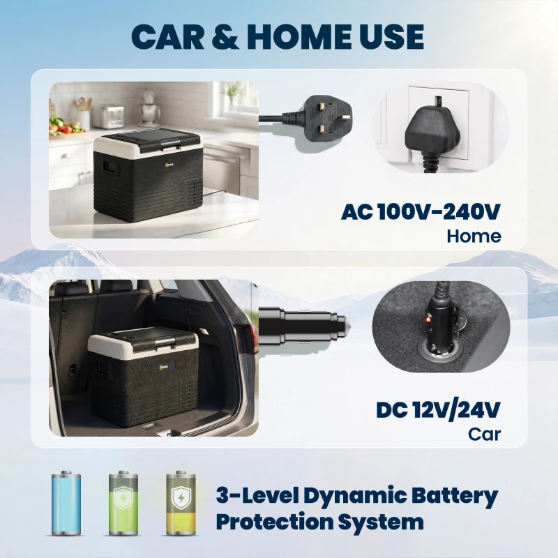 Outsunny 40L Portable Car Refrigerator - Grey and Black
