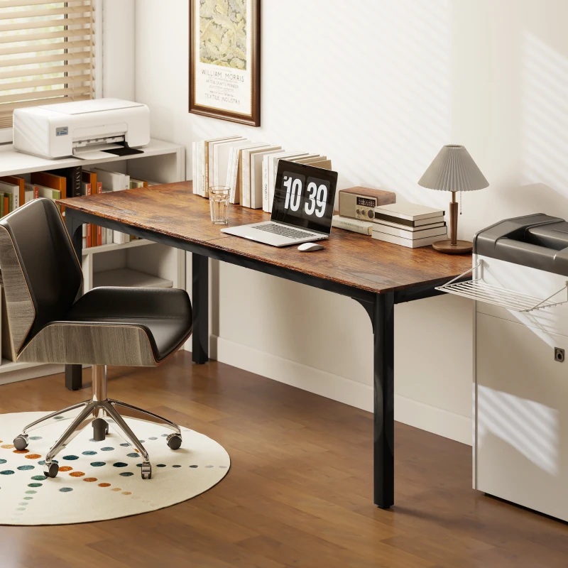 HOMCOM Schreibtisch, Computertisch, rustikales Design, viel Platz, Spanplatte, Braun