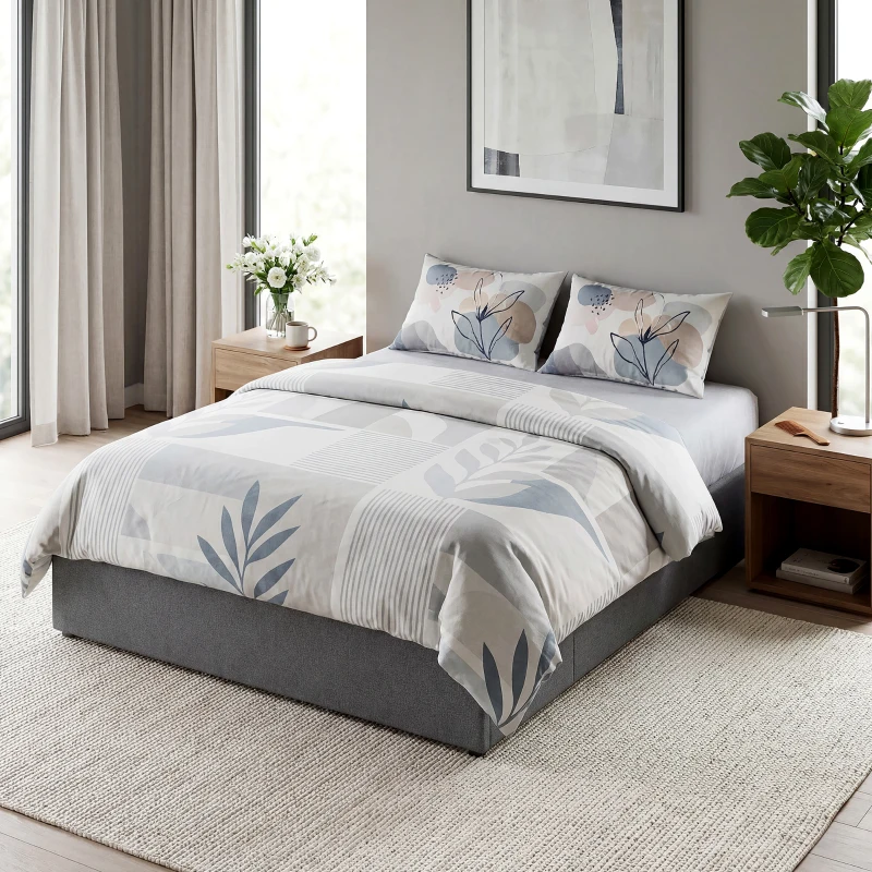 HOMCOM Lit coffre 140 x 190 cm, cadre de lit double rembourré avec 3 tiroirs, sommier à lattes en LVL, sans bruit, gris