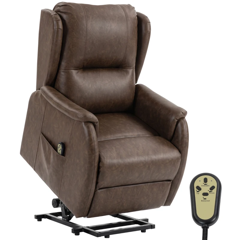 HOMCOM Power Lift Recliner Chair, Dual Motor Electric Lift Chair for Elderly with Remote Control, Brown