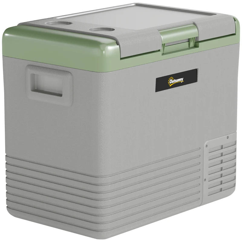 Outsunny 50L Portable Car Refrigerator - Light Green and Grey