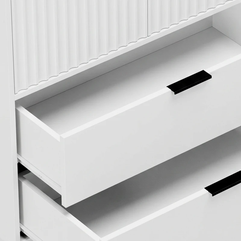 HOMCOM Armadio per camera con 2 ante soft-close, 2 cassetti e barra, 80x50x180 cm, Bianco