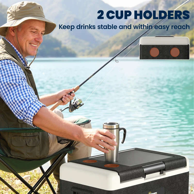 Outsunny 40L Portable Car Refrigerator - Grey and Black