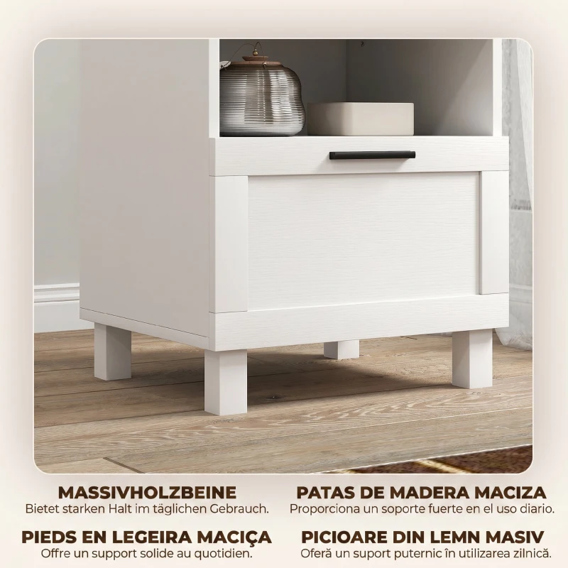 HOMCOM Noptieră Modernă Minimalistă cu Sertar și Raft Deschis, din Lemn, 45x38x50 cm, Alb și Lemn Natural
