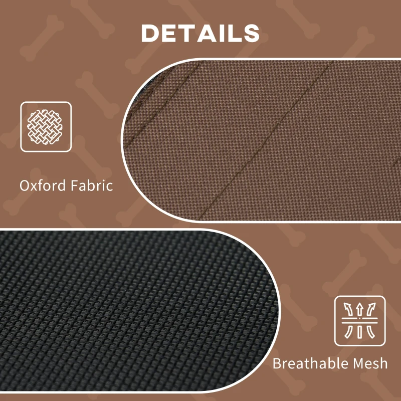 PawHut Brandina per Cani Rialzata e Traspirante con Tetto Rimovibile, in Metallo e Tessuto Oxford, 61x46x62 cm, Marrone