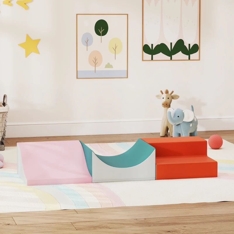 AIYAPLAY 3-teiliges Kletter- und Krabbelset für Kleinkinder, Kunstleder, Schaumstoff, Hellgrau