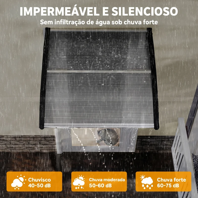 Outsunny Marquise para Portas e Janelas 103x96,5 cm com Painéis de Policarbonato e Régua de Alumínio, Transparente
