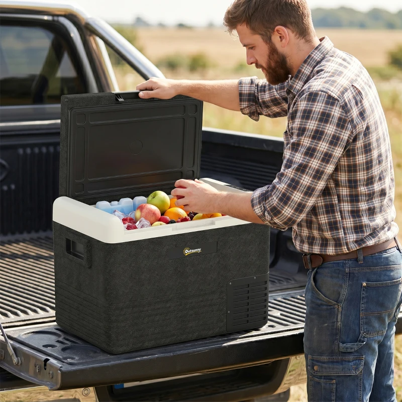 Outsunny 40L Portable Car Refrigerator - Grey and Black