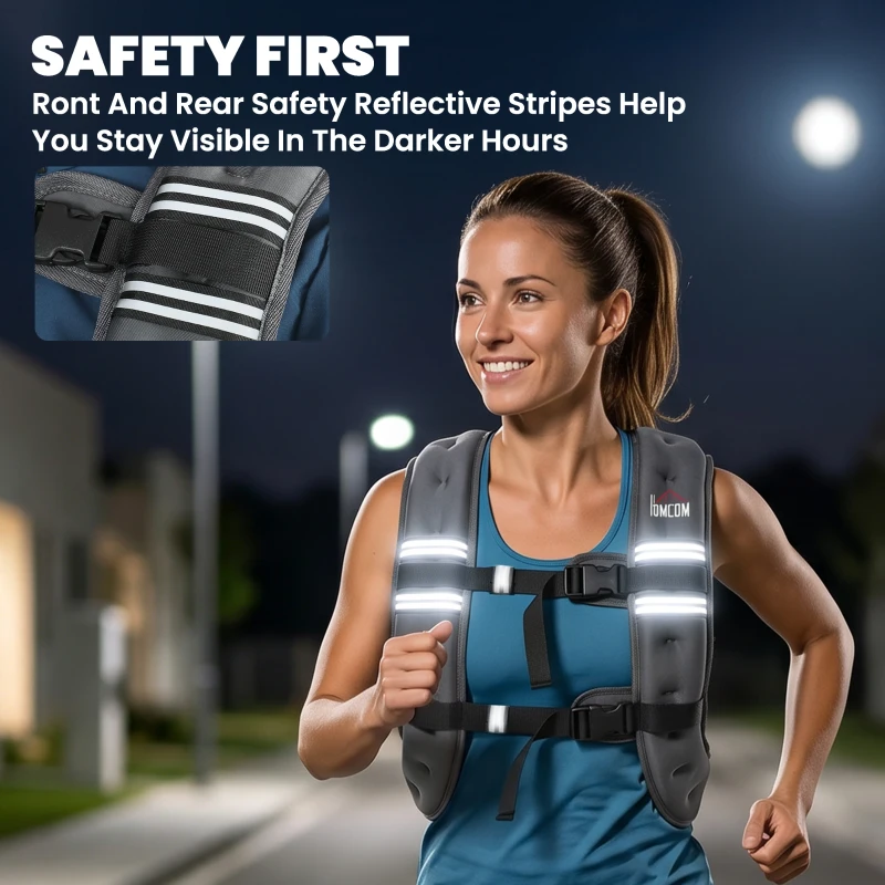 HOMCOM 5KG Weighted Vest, Running Weight Vest with Adjustable Strap, Convenient Pocket and Reflective Strips for Men and Women