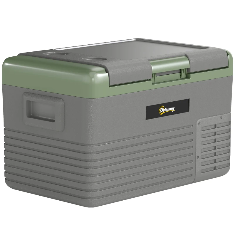 Outsunny 30L Portable Car Refrigerator - Light Green and Grey