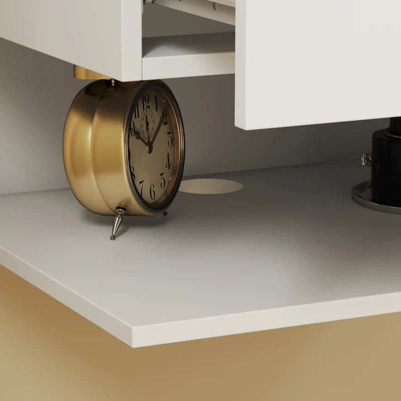 HOMCOM Set de 2 Mesitas de Pared con Tomas de Corriente Blanco