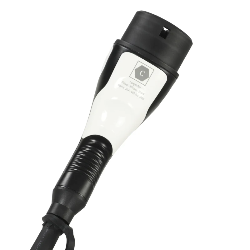 HOMCOM Chargeur Voiture Électrique Type 2 à Type 2 22kw Triphasé Mode 3 Rallonge Cable Recharge Rapide 5m Assuré par PICC Noir