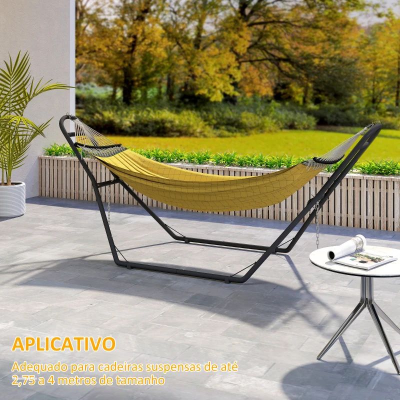 Outsunny Suporte para Rede Comprimento 278 cm Corrente Ajustável com Estrutura de Aço para Redes de 2,75-4 m Capacidade 150 kg Preto