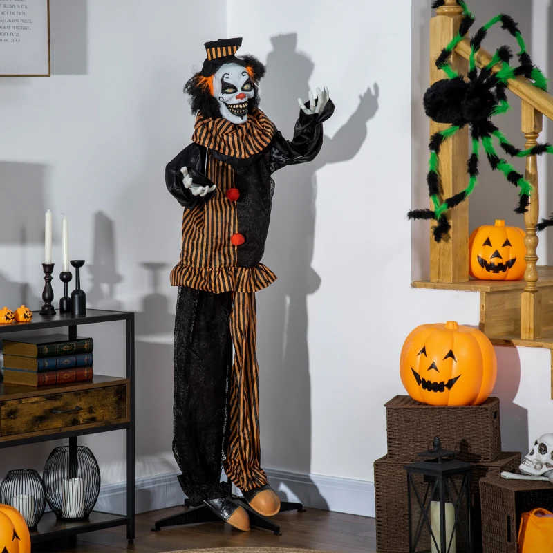 Outsunny Halloween clown grote indoor decoratie met speciale effecten en geluid multicolor