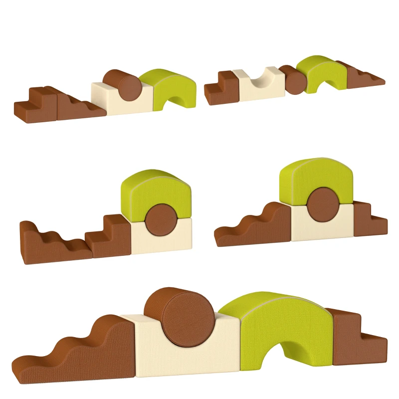 AIYAPLAY Conjunto de 5 Blocos de Espuma Infantil Blocos Psicomotores com Base Antiderrapante Capa Removível 3-6 Anos
