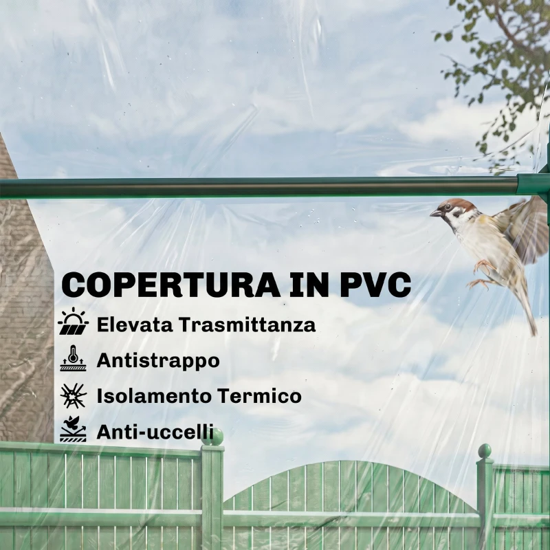 Outsunny Serra da Esterno con Ingresso a Zip e Presa d'Aria Superiore, in Plastica e Acciaio, 180x100x152 cm, Trasparente