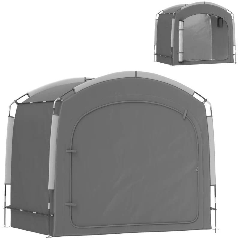Outsunny Fietstent, opslagtent, waterdicht, UV-bescherming, voor tuin, 220x150x195 cm, donkergrijs