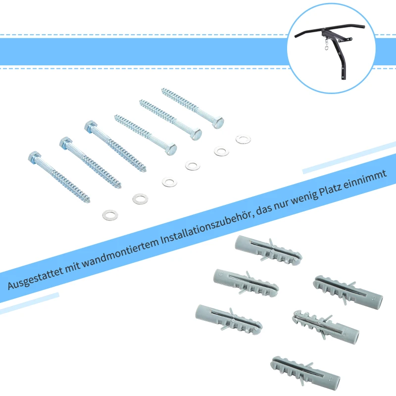 HOMCOM bokszakhouder voor wandmontage, bokszak, zandzakhouder, draagvermogen(m-6)