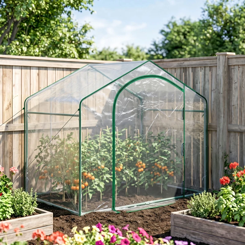 Outsunny Seră de Exterior cu Intrare cu Fermoar și Aerisire Superioară, din Plastic și Oțel, 180x100x152 cm, Transparentă
