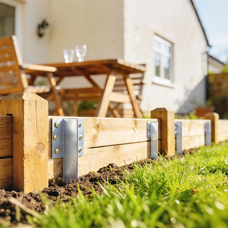 Outsunny 20er-Pack Eisenbahnschwellen-Halterungen, Metall-Garten-Hochbeetpfähle mit Schrauben & Handschuhen