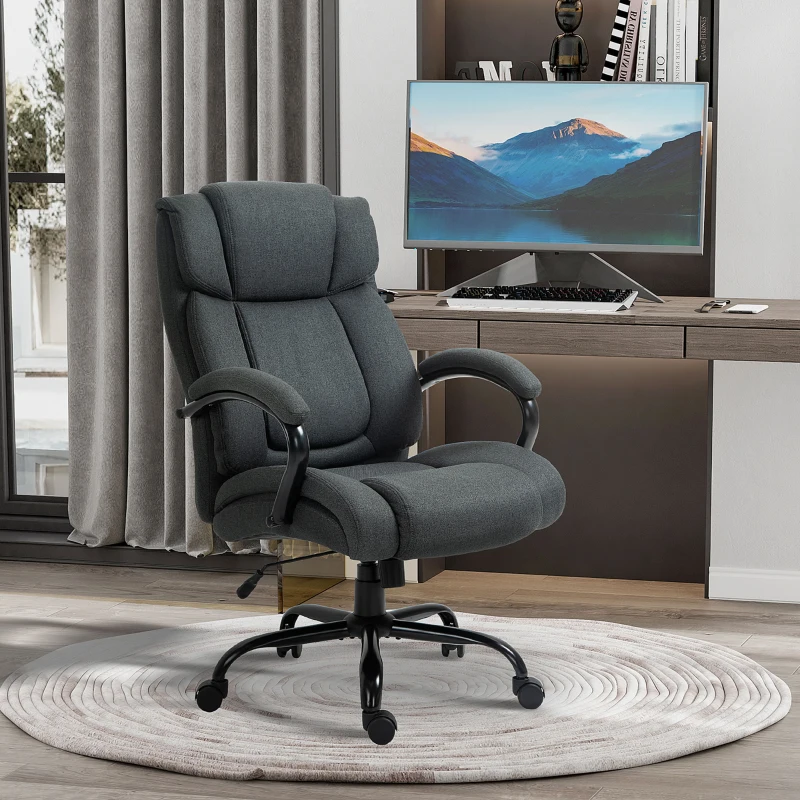 Vinsetto Bürostuhl, Ergonomischer Schreibtischstuhl, Drehstuhl mit gepolsterter Armlehne, bis 220 kg belastbar, Grau