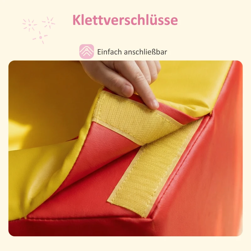 HOMCOM Schaumstoff Bausteine 6-tlg. Softbausteine Modulare Kinder Bausteinset mit Kunstleder-Optik für Kinder 1-3 Jahre Bunt