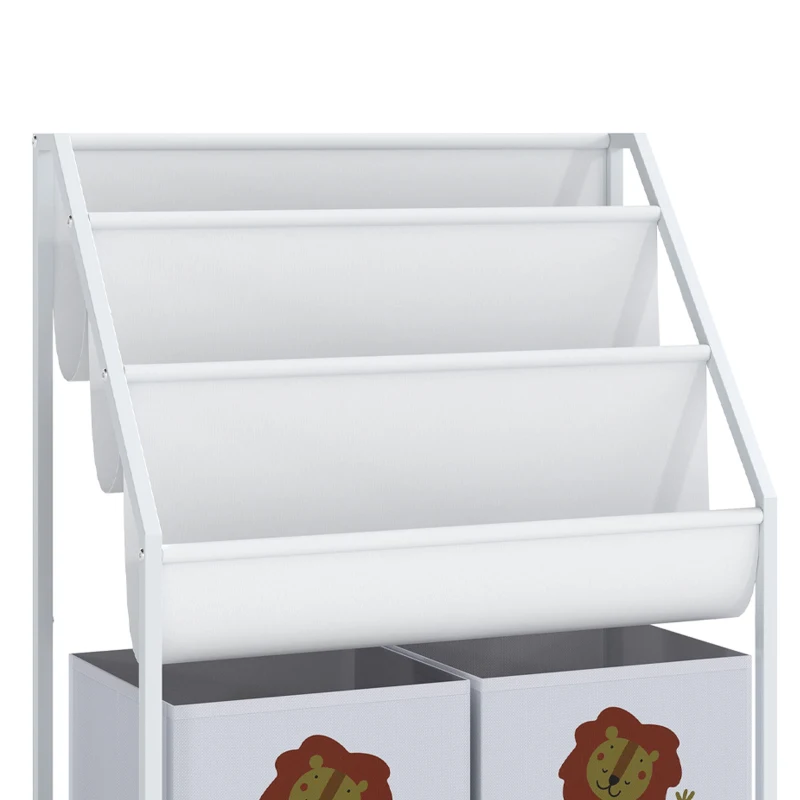 AIYAPLAY Kinderboekenkast met 3 hangende boekenplanken en 2 lades, 60 x 30 x 76 cm, wit