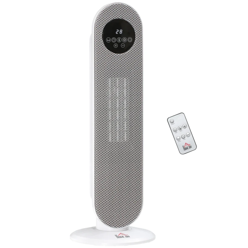 HOMCOM Verwarmingsventilator 2000W, PTC keramische elektrische verwarming met afstandsbediening, oscillatie, 12-uurs timer