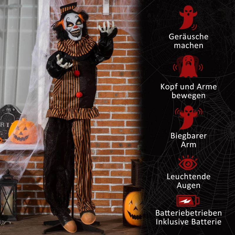 Outsunny Halloween clown grote indoor decoratie met speciale effecten en geluid multicolor
