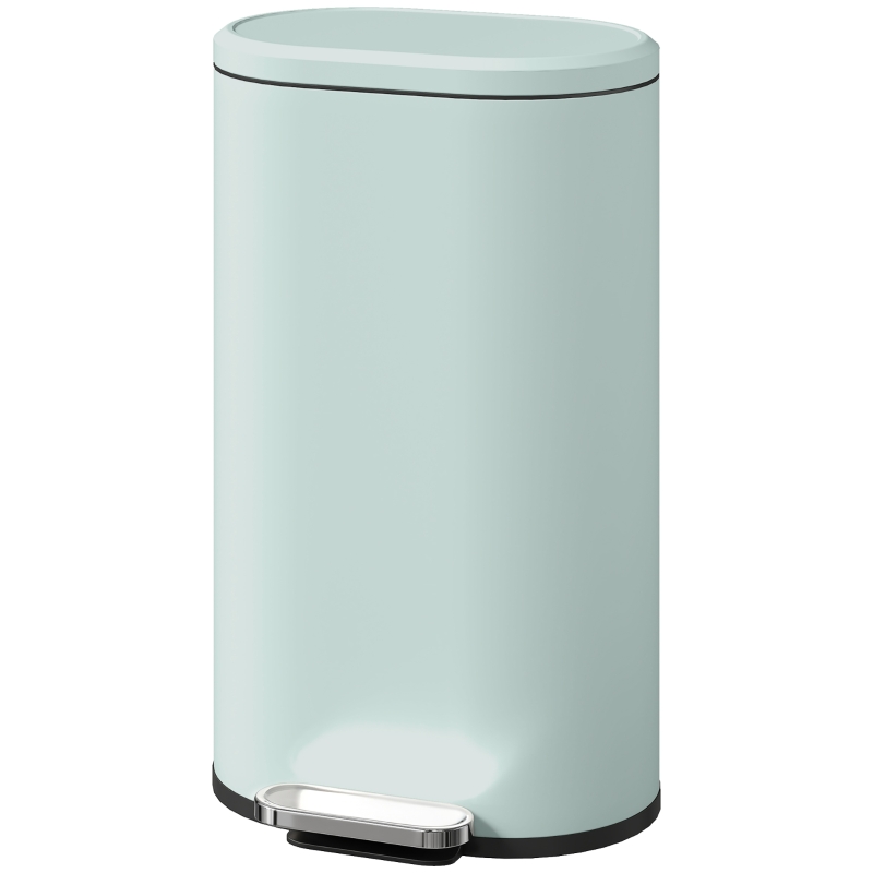 HOMCOM Kosz na śmieci kuchenny 30 l kosz na pedał z pokrywą soft-close, metalowy pedał, zielony, 36,5 x 31 x 61 cm