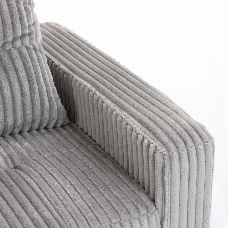 HOMCOM Sofá Cama 2 Plazas Tapizado de Pana Convertible en Cama 2 Cojines Bolsillos Laterales 157x190 cm Gris Claro