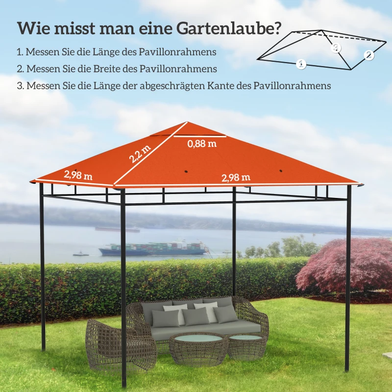 Outsunny Ersatzdach für Gartenpavillon, Polyester, 2,98 x 2,98 m, Orange