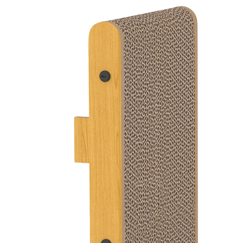 PawHut Cat Scratching Board Wall Mounted Cat Scratcher Corrugated 3 Toy Balls 39 x 23.5 x 57.5 cm Brown